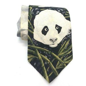 Vintage Panda Endangered Species Handmade 100% Silk Mens 58" Tie